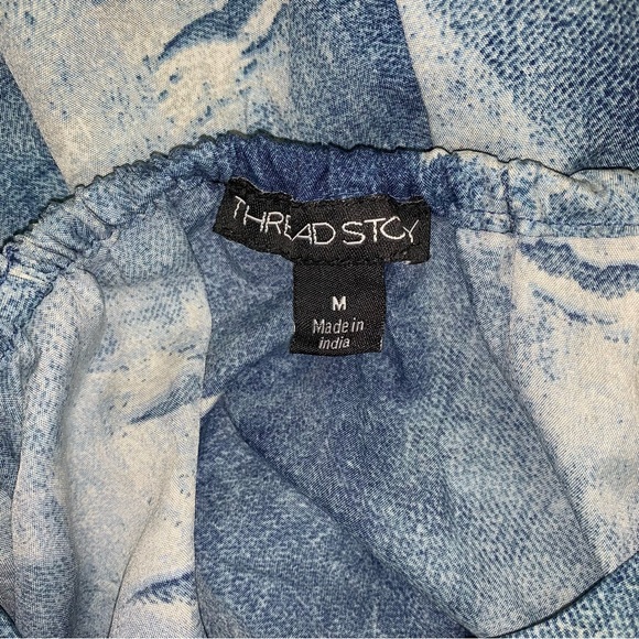 Blue Tie Dye Jumpsuit Women Medium Ruffle Elastic Waist Sleeveless Spring Summer - Picture 7 of 9